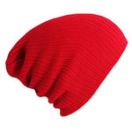 WAZHX Cotton Blends Soft Beanies Men Outdoor Slouchy Warm Ski Knitted Hat Female Winter Bonnet Hip Hop Plain Women'S Cap Red