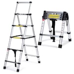 Echelle télescopique professionnel multifonction articulée 2,0 +1,7m, escabeau 5x6 marches pliable - Einfeben