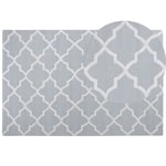 Tapis 200 x 300 cm en Laine Gris et Blanc à Motif Fabriqué à la Main Doux Silvan