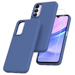 binandteam Coque pour Samsung Galaxy A15 5g avec 1 Verre Trempé,Liquide TPU Silicone Case Anti Rayures Ultra Mince Bumper Antichoc Souple Compatible avec Samsung Galaxy A15 4G / 5G - Bleu