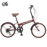 Dongshan Folding bike ladies bicycles 6-speed 20-inch high-carbon steel bikes unisex comfortable seat Put in the trunk Lightweight bicycle city traffic road bike