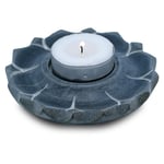 Lotus Candle & Incense Holder Soapstone Grey -- 10 Cm