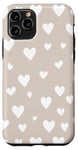 Coque pour iPhone 11 Pro Beige Heart Pattern Cover for Stylish Protection