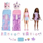 Barbie Coffret Poupée Cutie Reveal Soirée Pyjama, Série T-Shirt Confort, Comprend 2 Poupées Articulées Et 2 Animaux De Compagnie,Plus De 35 Surprises Incluses, Jouet pour Enfant de 3 ans et Plus,HRY15