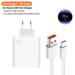 Xiaomi-Chargeur turbo rapide d'origine,câble de type C,Redmi Note 13,12,11,K40,Mi 11 Lite,10S,écouteurs X5,F3 Bery Pro,33W - Type EU With 1m Cable