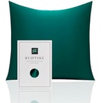 Taie d'oreiller en Soie pour Oreiller 100% Soie 22 Mommes Certifiée Oeko-TEX® Bienfaits Cheveux et Peau Anti Âge, Anti Acarien (Dark Green, 65x65cm)