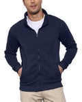 Cardigan pour Homme Gilet Pull Zippé Chaud avec Fermeture éclair intégrale Sweat à Manches Longues Col Montant avec Poches Marine M