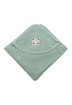 Sterntaler Serviette de Bain à Capuche 80 x 80 cm Chat Lilly - Serviette de Bain avec Application - Serviette de Bain pour bébé avec Capuche en Coton Absorbant - Vert Pierre