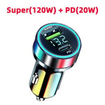 120W Car Phone Charger Type C Adapter in Car  For Mobile Phone Car Charger