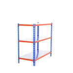 Simon Rack Étagère Rangement et 3 Niveaux, 200 kg Capacité de Charge et Point de Flexion, 1000x1100x400 mm, Étagère Charge Lourde, Étagère Garage, Bleu/Orange/Galvanisé - Simonclick