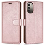 Case Collection for Nokia G11 / Nokia G21 Phone Case - Premium Leather Folio Flip Cover | Magnetic Closure | Kickstand | Money and Card Holder Wallet Rose Gold