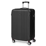 Todeco Valise Grande Taille 78cm, Valise de Voyage, Rigide e Légère ABS Valise de Voyage à roulettes Valises, 4 Doubles Roues, 78x51x28cm, Noir