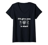 Womens House Plant Potted Horticulture I'll Give You a Start Design V-Neck T-Shirt