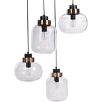 Lampe Suspendue Contemporaine Ronde Abat-Jour Verre Métal Transparent Gris Zayande