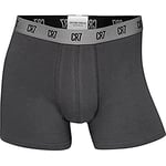 CR7 Cristiano Ronaldo Men's 3 Pack Basic Organic Trunks Boxer Briefs, Grey, Blue, Black, 2XL