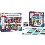 Ravensburger Marvel Avengers 4 in Box (12, 16, 20, 24 Pieces) Jigsaw Puzzles for Kids Age 3 Years Up & Marvel Avengers Mini Memory Game - Matching Picture Snap Pairs Game - Hulk, Thor, Iron Man & More