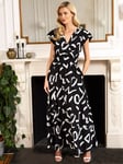 HotSquash Brush Strokes Print Wrap Top Maxi Dress