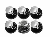 6 x STOVES GENUINE Gas Oven Control Knob Hob Cooker Switch Silver Black Chrome