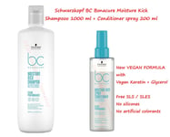 Schwarzkopf BC Bonacure Moisture Kick Shampoo 1000ml + Conditioner Spray 200ml