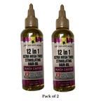 2 X African Anti Aging 12 in 1 Ultra Mega Thick Black Castor Hair Oil 100ml each