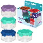 Sistema Knick Knack Pack TO GO Small Food Containers | Stackable Storage Containers with Lids | 62 ml | BPA-Free | Assorted Colour Lids | 4 Count