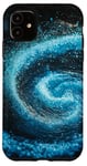 iPhone 11 Turquoise Spiral Particle Swirls Space Case