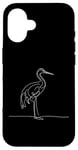 Coque pour iPhone 16 Line Art Grue de sable pour oiseaux et ornithologues