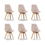 Designetsamaison - Lot de 6 chaises scandinaves beige - Bjorn