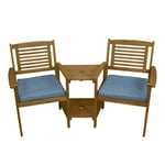 Banc Adirondack Marron Pour 2 Personnes Avec Chaises Siamoises & Table En Bois D'acacias Terrasse Jardin Balcon - Aménagement Extérieur - Profiter De Votre Jardin En Tout Confort [Coussins Inclus]