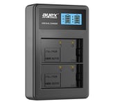 ayex Chargeur Double USB Compatible avec Les Batteries Panasonic Type DMW-BLF19E - Chargement Via Prise Secteur USB, Ordinateur Portable, Batterie Externe ou PC - Écran LCD avec indicateur de Niveau