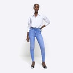 River Island Womens Skinny Jeans Blue High Waisted Bum Sculpt Pants Trousers