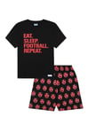 ThePyjamaFactory Boys Eat Sleep Football Red Short Cotton Pyjamas (9-10 Years)