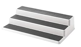 Copco 2555–0188 Meuble de rangement antidérapant à 3 niveaux pour placard de cuisine, 38,1 cm, blanc/gris