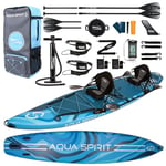 Aqua Spirit Barracuda 15’ 2 Person Tamden Inflatable Stand up Paddle Board SUP Kayak Package | 15’ x 36” x 6" | 240KG Limit | 2x Seat, 2x Paddle & Kayak Blade, Pump, Go Pro Mount, Bag, Change Mat