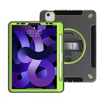 Étui pour iPad Pro 11 et Air 4/5 10.9 Triple Protection en TPU avec Support Rotatif à 360 °, dragonne et Emplacement pour Stylo, Vert