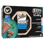 SHEBA Classiques en terrine pour chat adulte Sélection aux Poissons barquettes 4 variétés 12x85g X 6