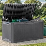 YITAHOME Grande Coffre de Rangement Extérieure en résine de 380L pour meubles de Patio, Coussins d'extérieur, Outils de Jardin - Étanche, Verrouillable (Gris Foncé)