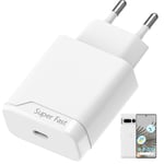 Chargeur Rapide 30W pour Google Pixel 9 Pro XL 8 Pro 8a 7 7 Pro 7a 6 6 Pr, Tablet Adaptateur Prise pour iPhone 13 14 15 16 Type C Secteur Mural Alimentation