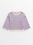 Tu Lilac Chevron Stripe Crocheted Jumper 14 years Multi Coloured Years female