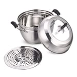 YLJYJ Stainless Steel Steamer Pot for Cooking Soup and Steaming Food Steam Pot with with Tempered Glass Lid, Steaming Septa on Gas, Elect(hot pot)