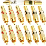 Cinch/RCA Mâle,RCA Terminal connecteur Audio,RCA connecteur à souder,Connecteurs RCA Plug Jack(12Pcs) pour multimédia et vidéo surveillance