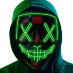 Neon Green LED Purge Mask 3 Light Modes Scary Halloween Fancy Costume Party Prop