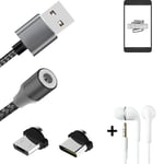 Câble de données + écouteurs pour Samsung Galaxy S22+ a. USB de type C et Mic