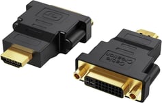 Lot de 2 adaptateurs HDMI vers DVI, convertisseur HDMI bidirectionnel mâle vers DVI Femelle, convertisseur DVI vers HDMI 1080p pour PC, TV, Moniteur.[V798]