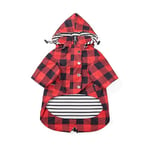 Dog rain coat waterproof raincoat puppy jacket with legs buttons zipper hood drawstring Fit for yorkie terrier schnauzer poodle border collie labrador golden retriever 4kg to 36kg Red XL