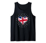 UK British Flag Vintage Heart Great Britain Fan Retro Tank Top