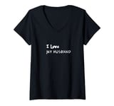 Womens I Love my Husband V-Neck T-Shirt