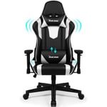 Chaise Gaming, Charge 150KG Fauteuil Gamer Ergonomique Assise de 56CM, Appui-tête, Coussin Lombaire et Accoudoirs Réglables