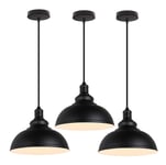 Suspension Luminaire Industrielle Vintage Rétro E27 29cm Plafonnier Lustre Abat-jour Métal - 3PCS