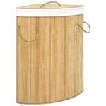 Bamboo Corner Laundry Wash Bin Basket 60L Washing Clothes Storage Hamper W/Lid